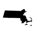 Massachusetts, state of USA - solid black silhouette map of country area. Simple flat vector illustration Royalty Free Stock Photo