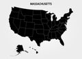 Massachusetts. States of America territory on gray background. Separate state. Vector illustration