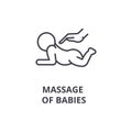 Massage of babies thin line icon, sign, symbol, illustation, linear concept, vector