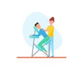 Massage of Back Using Special Chair Icon Vector