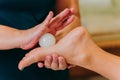 massage with a ball perfect for spa pictures Royalty Free Stock Photo