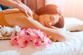 Massage . Body care. Spa body massage treatment. Woman having massage in the spa salon Royalty Free Stock Photo