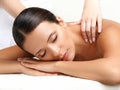 Massage. Close-up of a Beautiful Woman Getting Spa Treatment Royalty Free Stock Photo