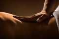 Massage closeup with hands of professional masseur Royalty Free Stock Photo