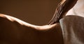 Massage closeup with hands of professional masseur Royalty Free Stock Photo