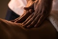 Massage closeup with hands of professional masseur Royalty Free Stock Photo