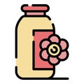 Massage cream jar icon color outline vector