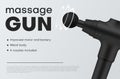 Massage gun advertisement banner realistic vector electric rehabilitation massaging device