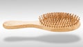 Massage hairbrush. Hairdresser Bamboo brush. Natural wooden comb. Professional equipment for beauty salon. Health for hair. Royalty Free Stock Photo