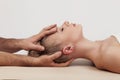 Massage of the head and cervical spine with an osteopath Royalty Free Stock Photo