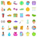 Massage icons set, cartoon style