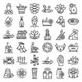 Massage icons set, outline style Royalty Free Stock Photo