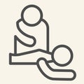 Massage line icon. Professional masseur and patient outline style pictogram on white background. Spa massage and