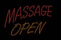 Massage Open Neon Sign Royalty Free Stock Photo