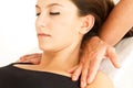 Massage and osteopathy to a woman Royalty Free Stock Photo