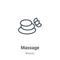 Massage outline vector icon. Thin line black massage icon, flat vector simple element illustration from editable beauty concept