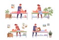 Massage physiotherapy body care, patients people relax in clinic or massage salon set