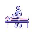 Massage procedure line color icon. Physiotherapy, acupuncture, rehabilitation. Isolated vector element. Outline