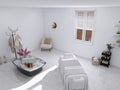 Massage room 3d render, 3d illustration relaxation procedure luxury modern salon