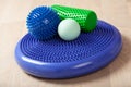 Massage rubber balls, balance cushion and roller for self massage and reflexology