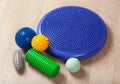 Massage rubber balls, balance cushion and roller for self massage and reflexology