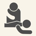 Massage solid icon. Professional masseur and patient glyph style pictogram on white background. Spa massage and