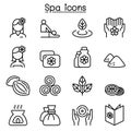 Massage, Spa & alternative therapy icon set in thin line style