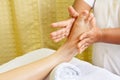 Massage, spa foot treatment. Royalty Free Stock Photo