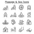 Massage & Spa icon set in thin line style Royalty Free Stock Photo