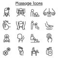 Massage & Spa icon set in thin line style