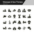 Massage and Spa Therapy icons. Glyph design. For presentation, graphic design, mobile application, web design, infographics, UI