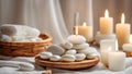 Massage stones, spa concept candles fire wellness relax Royalty Free Stock Photo