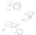 Massage techniques. correct execution of the massage. vector illustration.