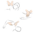 Massage techniques. correct execution of the massage. vector illustration.