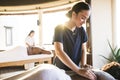 Massage therapist working at a spa