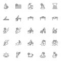 Massage therapy line icons set