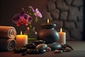 Massage therapy for people with candlelight, spa treatment.