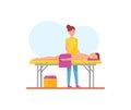 Massage Therapy Woman Masseuse and Man Vector