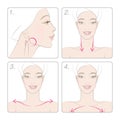 Massage to prevent wrinkles on the neck. Step by step visualised explanation