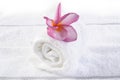 Massage towel with plumeria