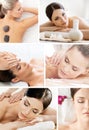 Massaging collage. Beautiful women having different types of massage