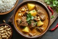 Massaman Curry: A rich, nutty curry with tender beef, potatoes, and peanuts, simmered to perfection.