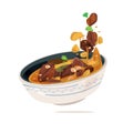 Massaman curyy served in bowl. traditional Thai food concept. creative position - vector illustration