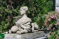 MASSANDRA, CRIMEA - June, 2018: Sculpture of a woman-sphinx with a ball at the Southern facade of Massandra Palace