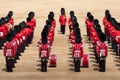 Massed band at the annual iconic Trooping the Colour parade at Horse Guards, London UK