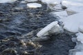 Thawing Ice and Snow in a River Royalty Free Stock Photo