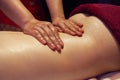 Back massage is performed by a masseur.