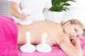 Masseur girl doing massage on woman body in spa salon in Beauty treatment Royalty Free Stock Photo