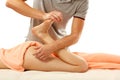 Masseur makes anticellulite massage young woman isolated on whit Royalty Free Stock Photo