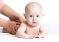 Masseur massaging baby Royalty Free Stock Photo